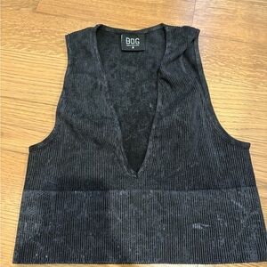BDG Charcoal Ribbed Tank Top